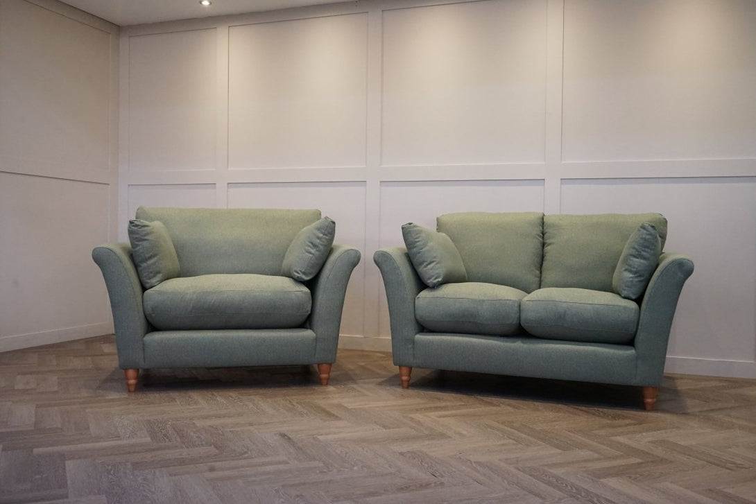 Sienna 2 Seater Sofa & Snuggle Chair, Brushed Tweed Green