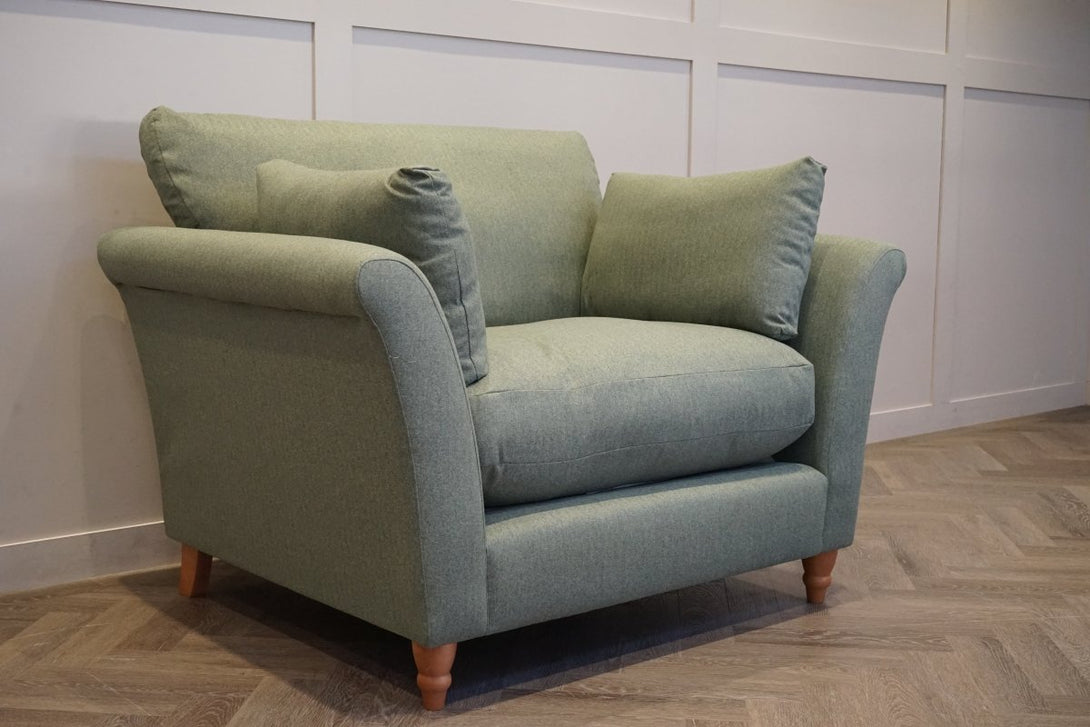 Sienna 2 Seater Sofa & Snuggle Chair, Brushed Tweed Green