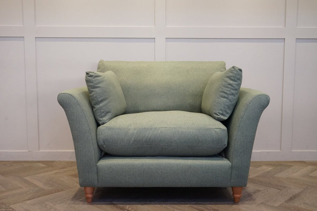 Sienna 2 Seater Sofa & Snuggle Chair, Brushed Tweed Green