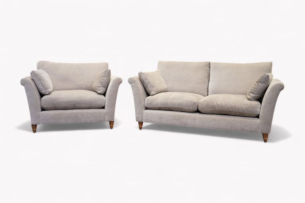 Sienna Large 3 Seater Sofa & Snuggler, Plush Chenille Light Grey