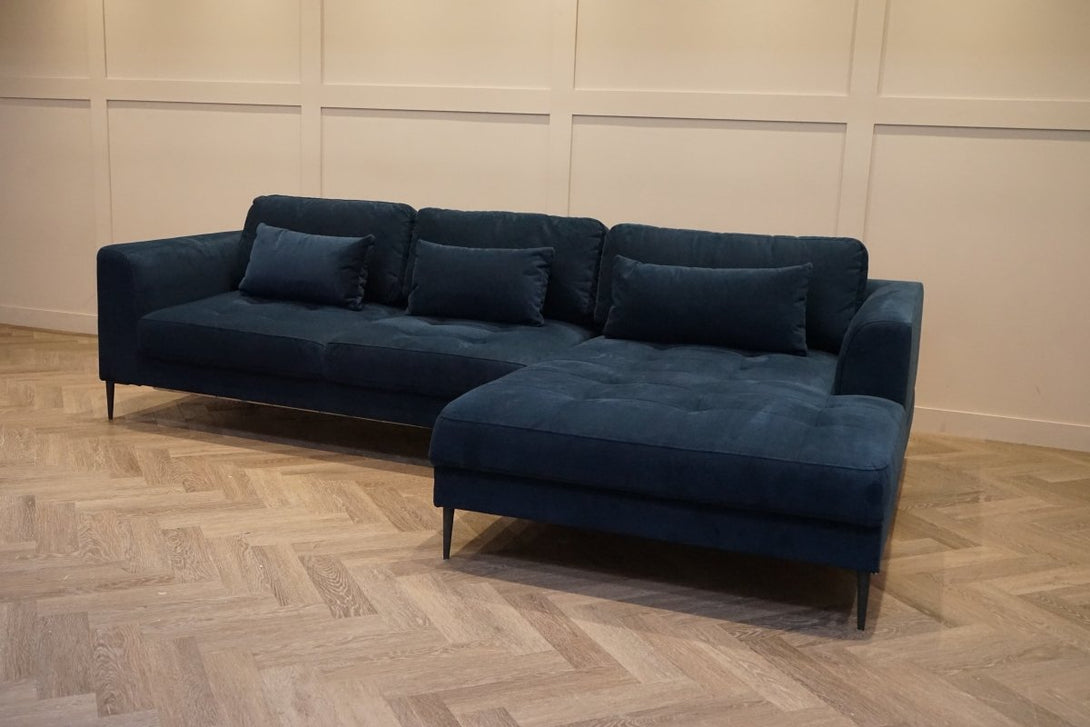 Siesta RHF Chaise Storage Sofa, Plush Velvet Ink Blue
