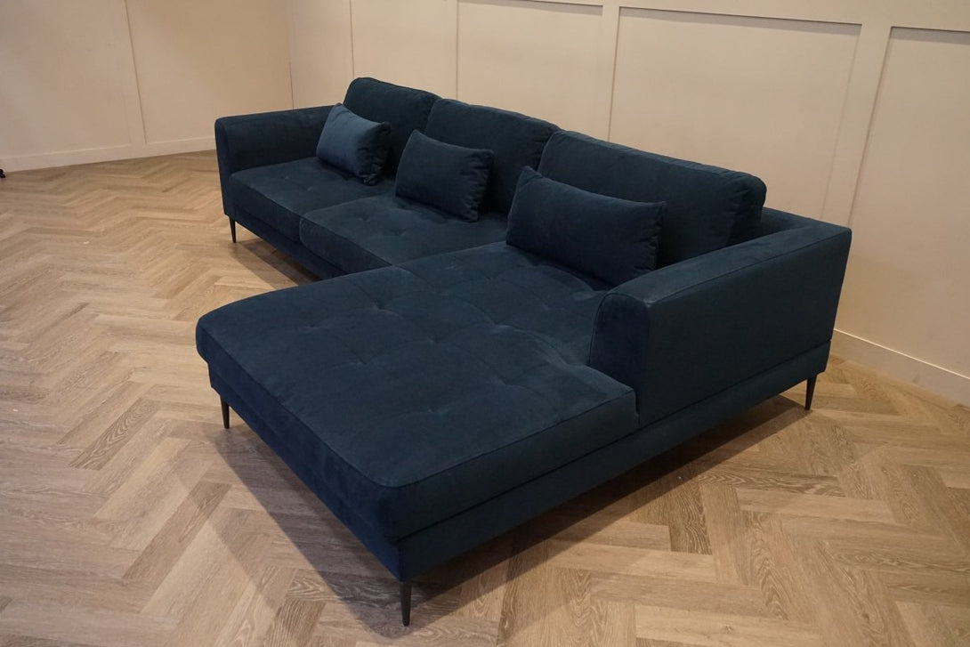Siesta RHF Chaise Storage Sofa, Plush Velvet Ink Blue