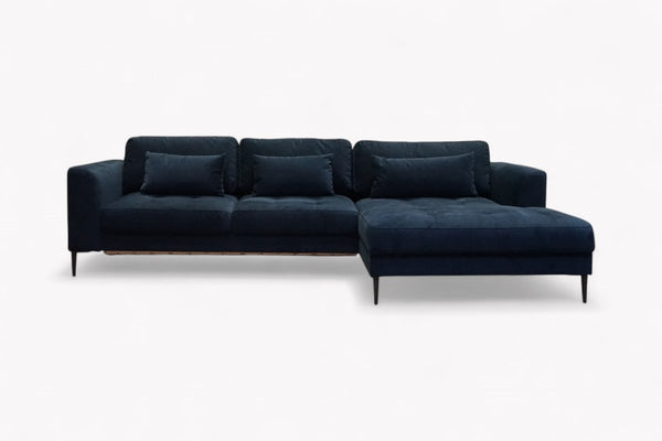 Siesta RHF Chaise Storage Sofa, Plush Velvet Ink Blue