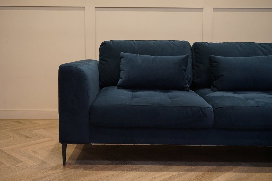 Siesta RHF Chaise Storage Sofa, Plush Velvet Ink Blue