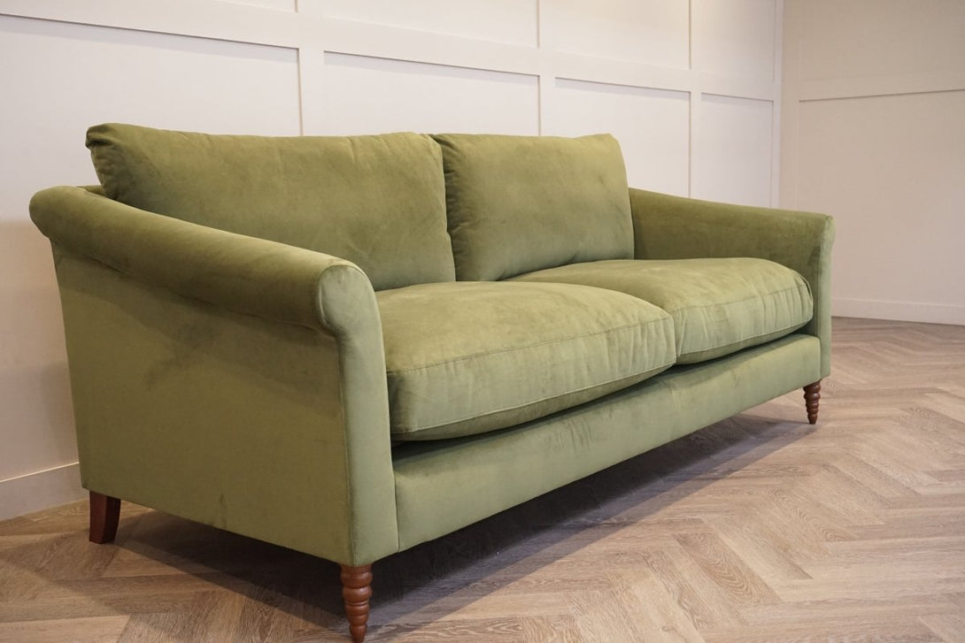 Sloane Grand 3 Seater Sofa, Plush Velvet Olive Green