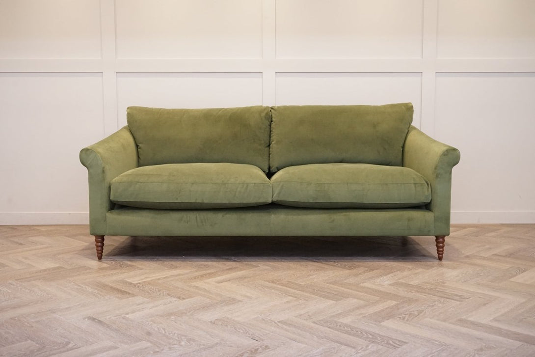 Sloane Grand 3 Seater Sofa, Plush Velvet Olive Green