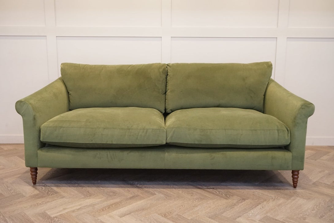 Sloane Grand 3 Seater Sofa, Plush Velvet Olive Green