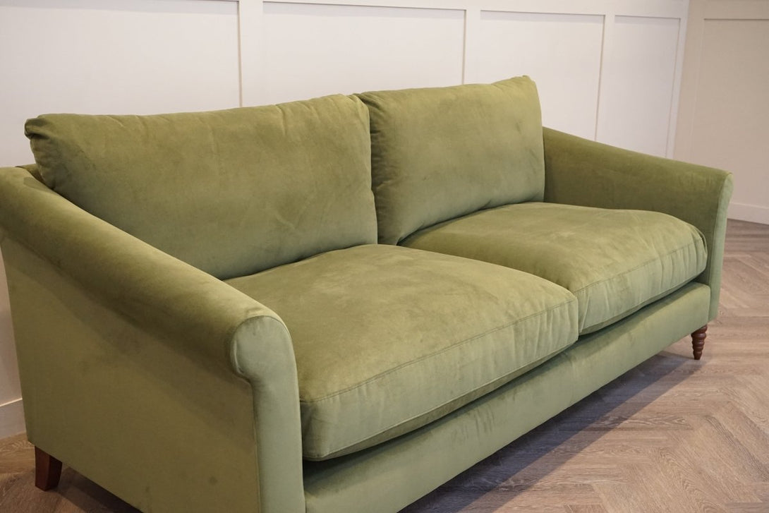 Sloane Grand 3 Seater Sofa, Plush Velvet Olive Green