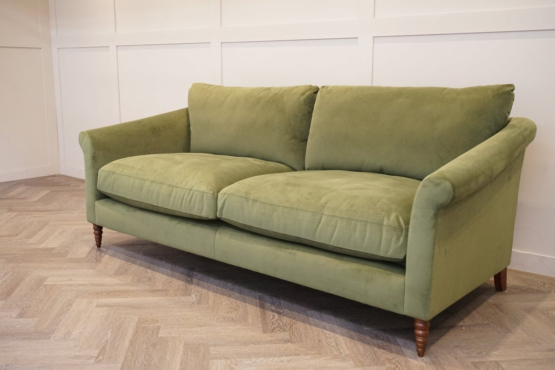 Sloane Grand 3 Seater Sofa, Plush Velvet Olive Green