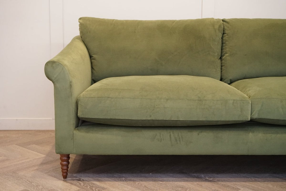 Sloane Grand 3 Seater Sofa, Plush Velvet Olive Green