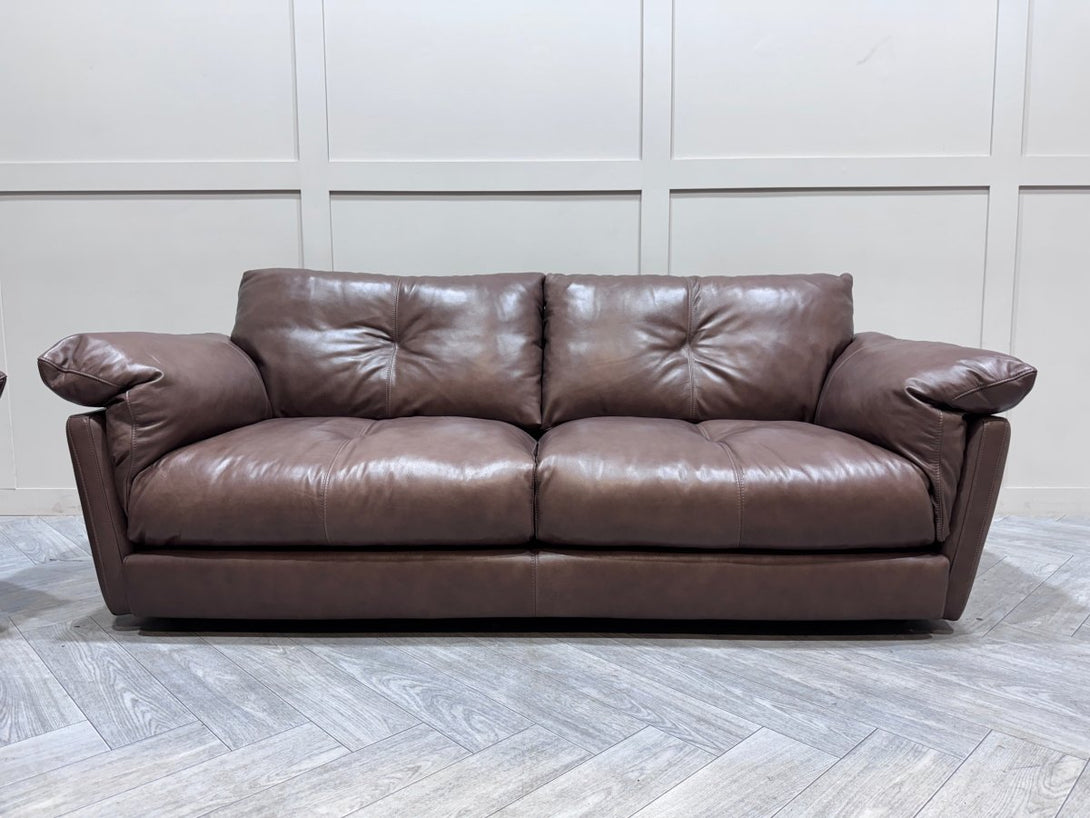 Slouch 3 + 2 Seater Leather Sofas, Granite