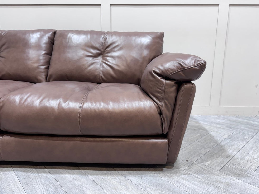 Slouch 3 + 2 Seater Leather Sofas, Granite