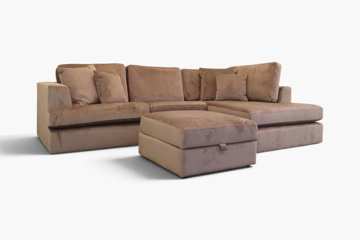 Stratus II RHF Corner Chaise Sofa & Footstool, Plush Mole