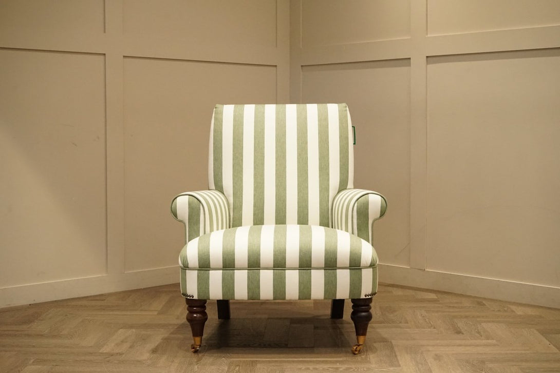 Suffolk Armchair, Green And Natural Stripe