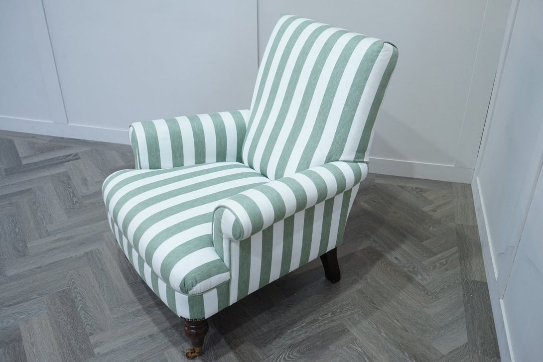 Suffolk Armchair, Green And Natural Stripe