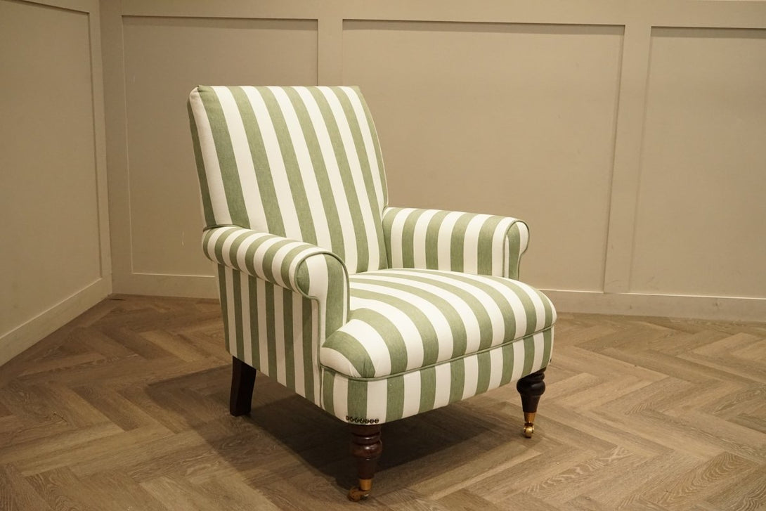 Suffolk Armchair, Green And Natural Stripe