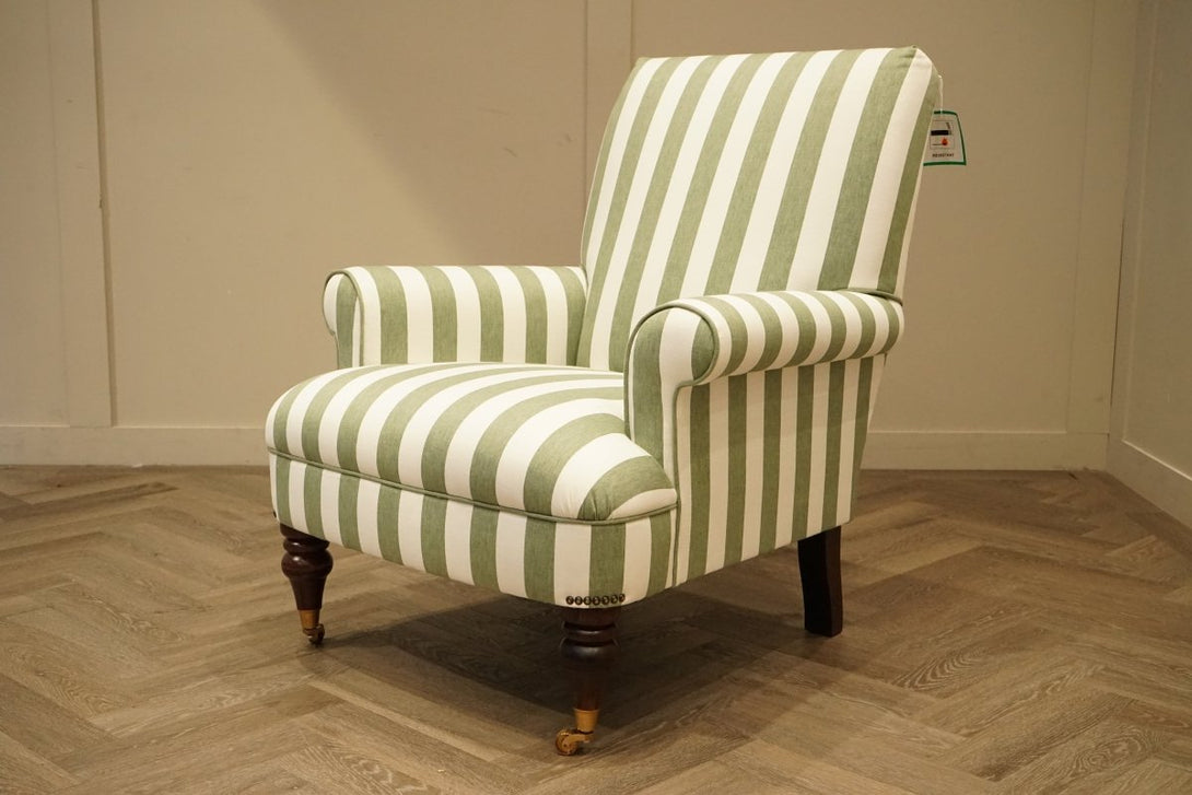 Suffolk Armchair, Green And Natural Stripe