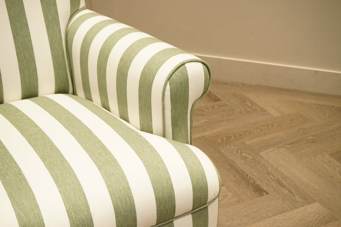 Suffolk Armchair, Green And Natural Stripe
