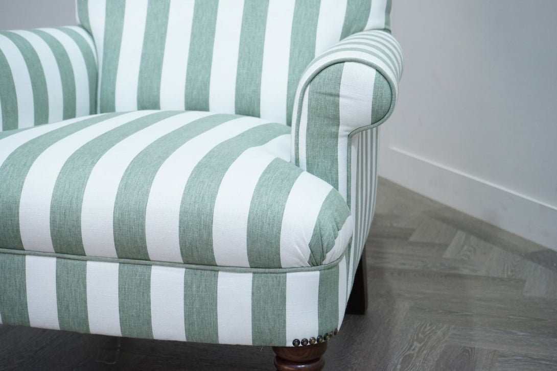 Suffolk Armchair, Green And Natural Stripe