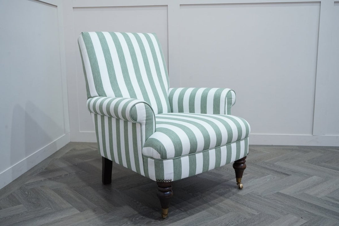 Suffolk Armchair, Green And Natural Stripe