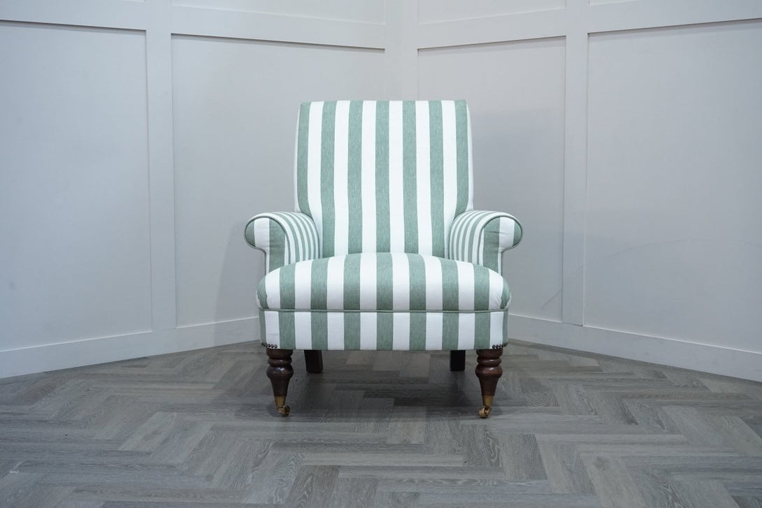 Suffolk Armchair, Green And Natural Stripe