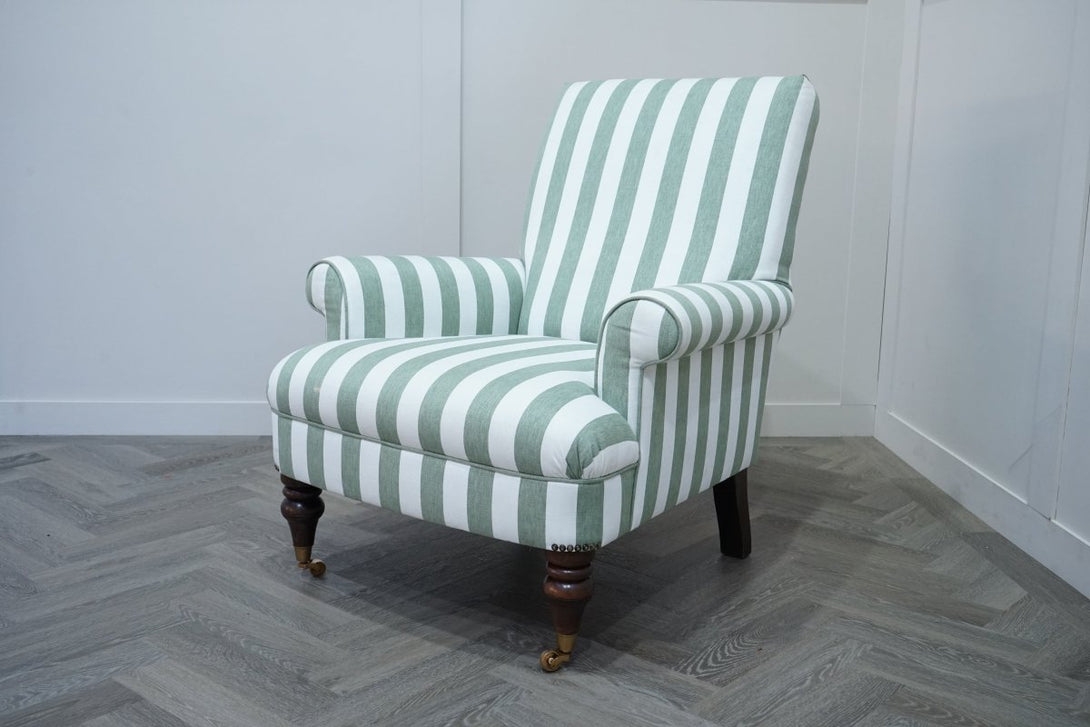 Suffolk Armchair, Green And Natural Stripe