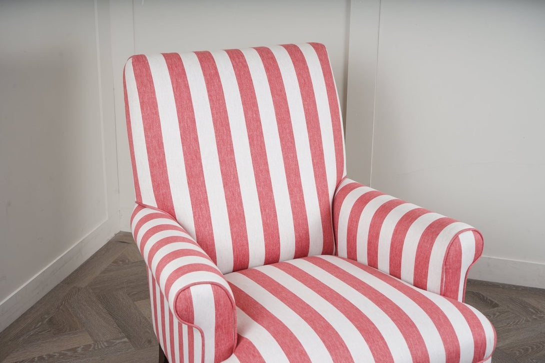 Suffolk Armchair, Red And Natural Stripe
