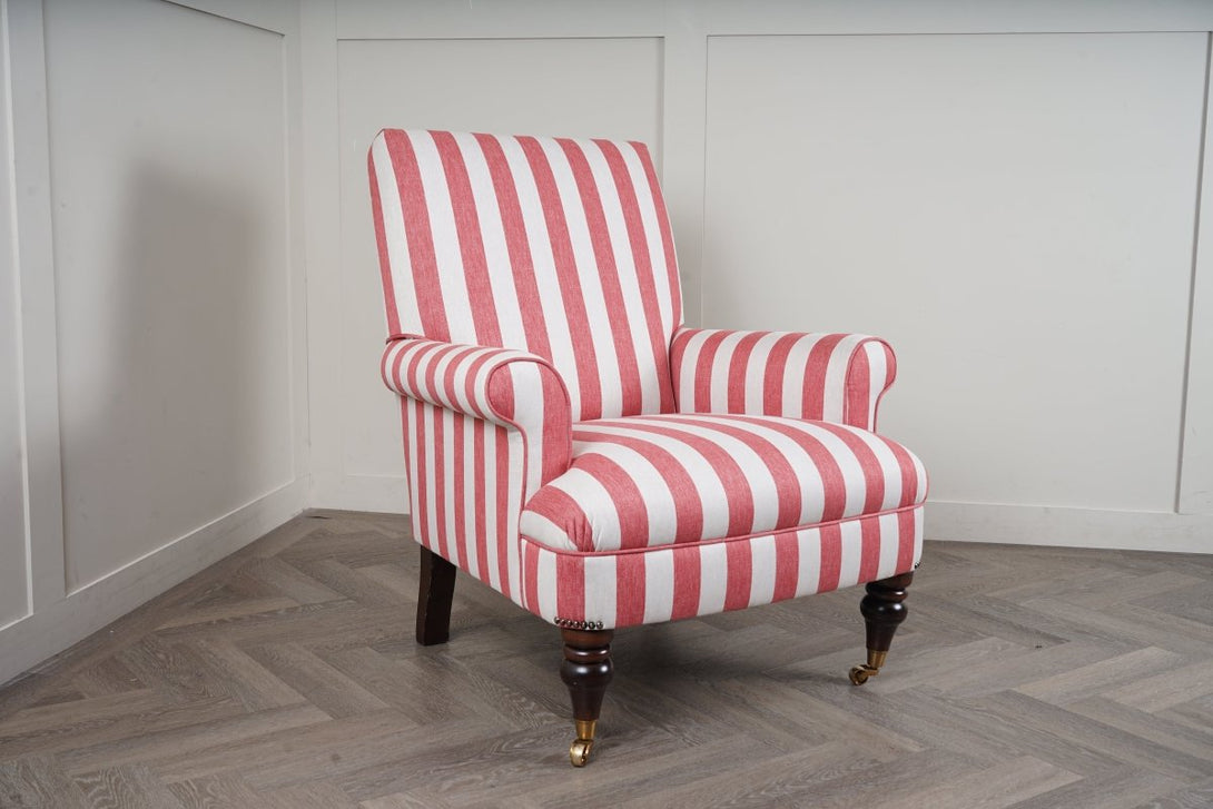 Suffolk Armchair, Red And Natural Stripe