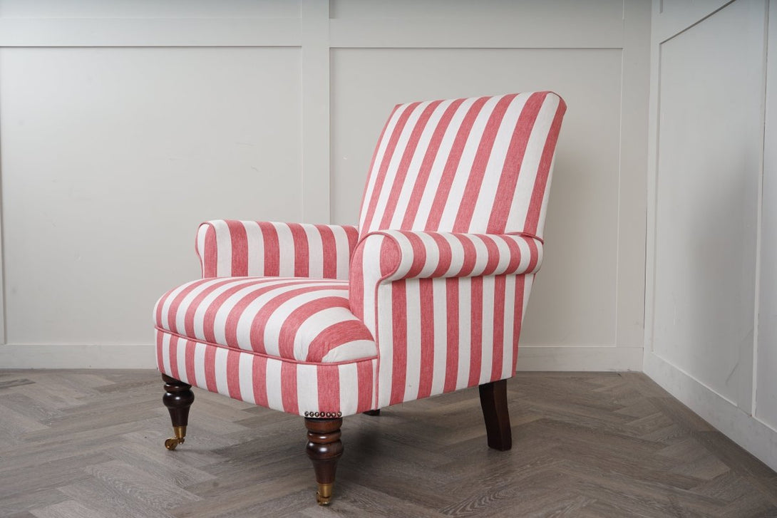Suffolk Armchair, Red And Natural Stripe