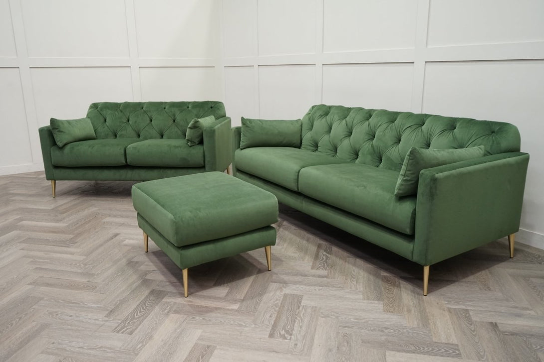 Swoon Mendel 3 + 2 Seater Sofa Set, Fern Green Velvet