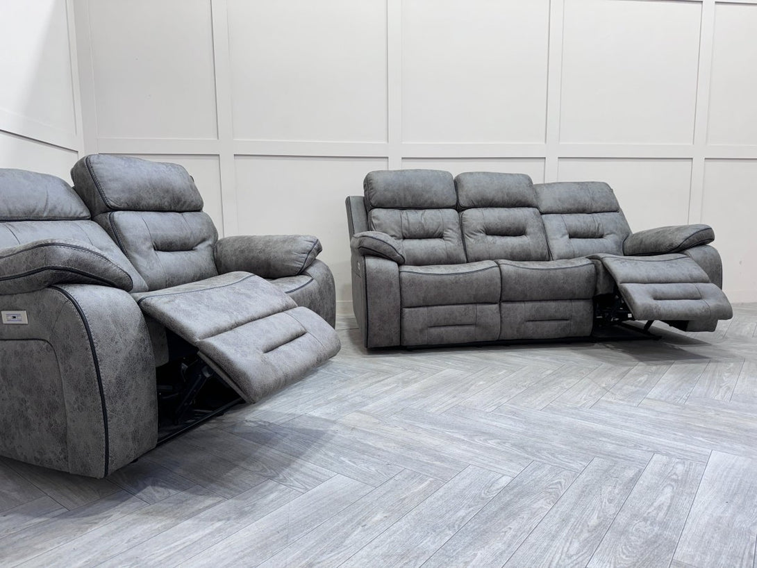 Tampa Power Reclining 3 + 2 Seater Sofas, Endurance Grey