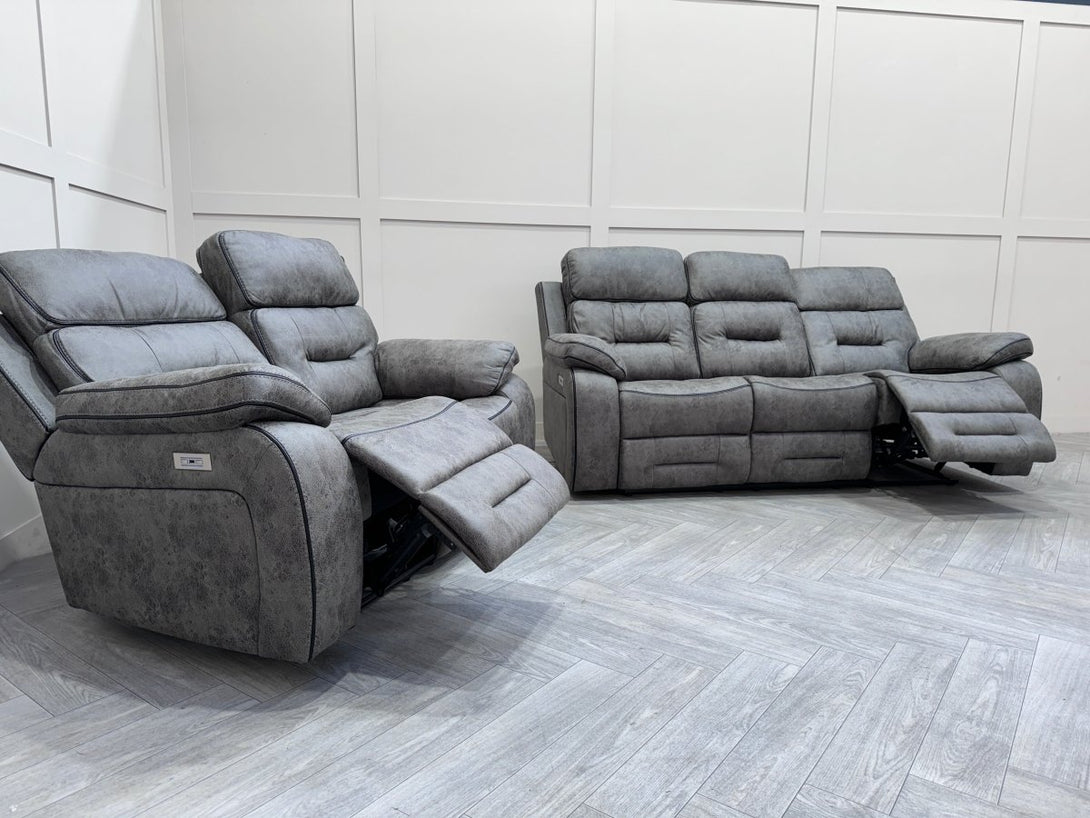 Tampa Power Reclining 3 + 2 Seater Sofas, Endurance Grey