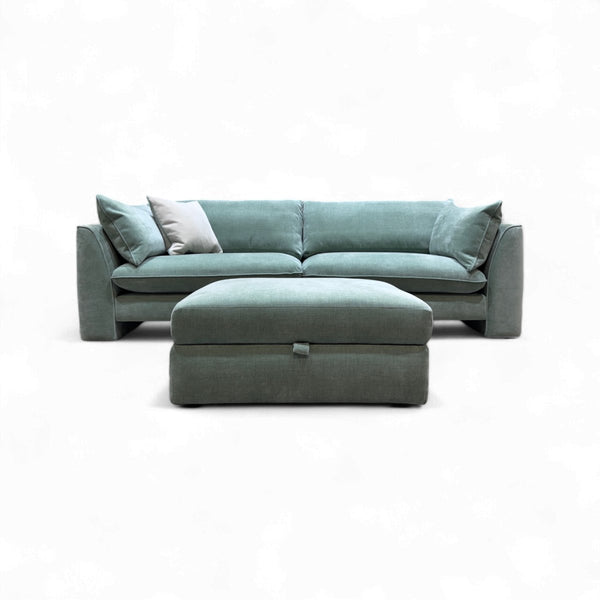 The Ziggy 4 Seater Sofa & Storage Footstool, Chenille Eucalyptus