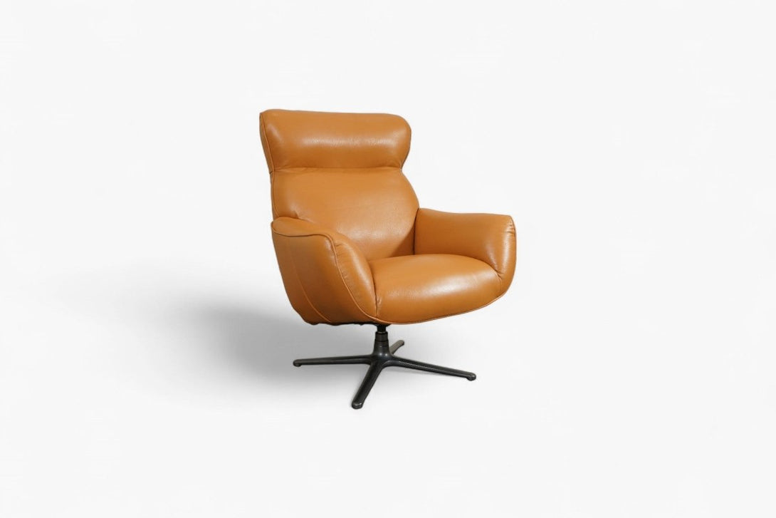Tide Leather Reclining Swivel Chair, Tan Leather