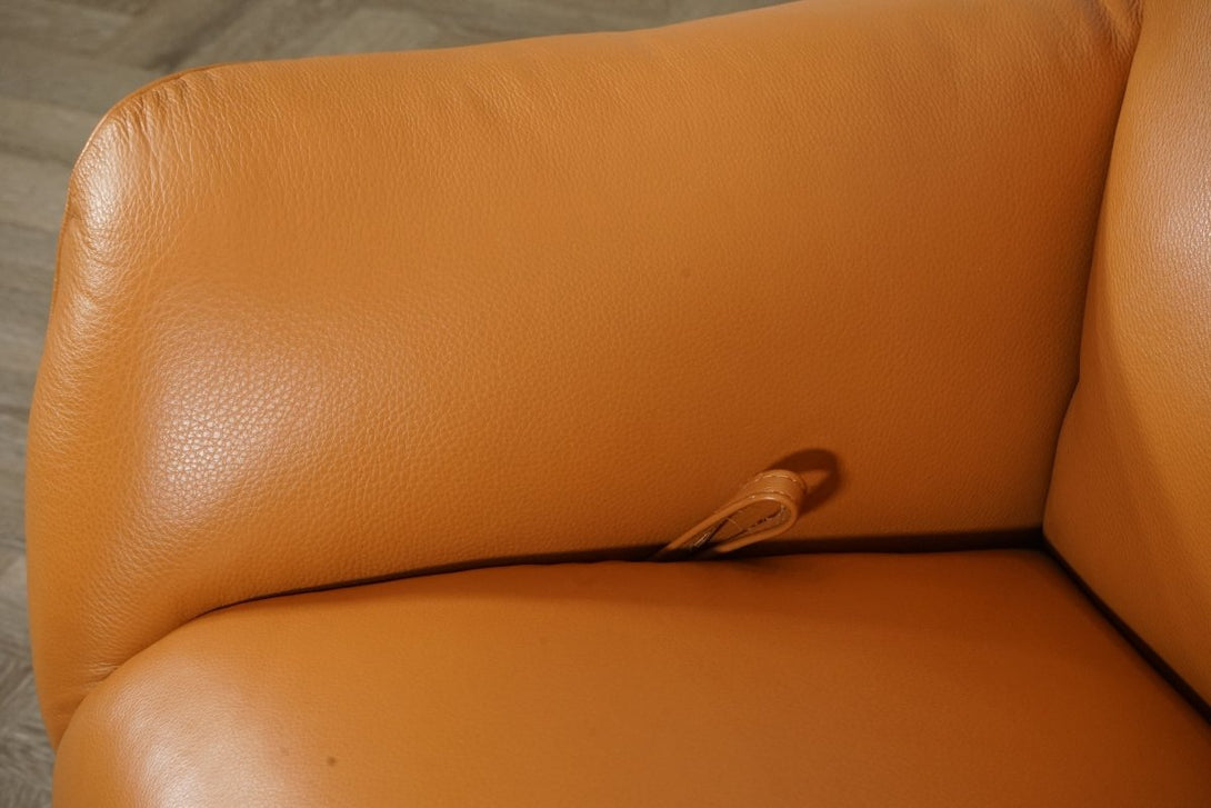 Tide Leather Reclining Swivel Chair, Tan Leather