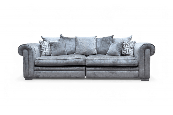 Titan Grand 4 Seater Split Scatter Back Sofa, Plain Silver