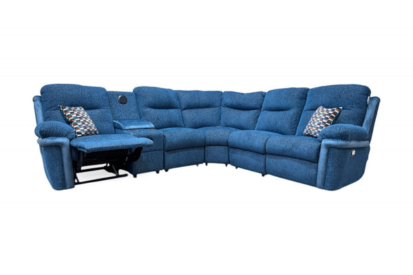 Toledo 2 Corner 2 Manual Reclining Sofa & Console, Blue