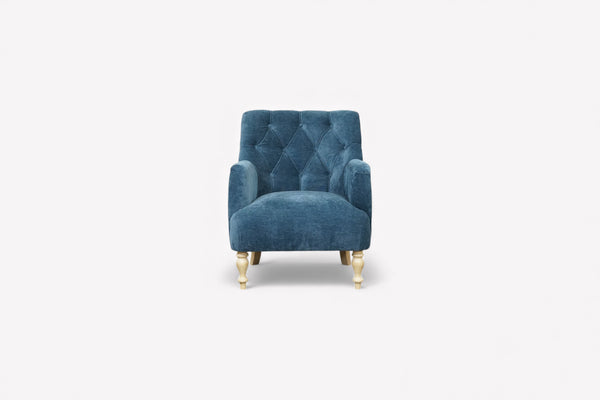 Classic Button Armchair, Light Leg, Navy