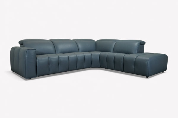 Monument RHF Leather Power Open Corner Sofa, Peacock