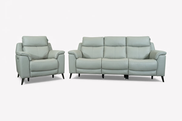 Fraser 3 Seater Sofa & Armchair, Power Reclining / Tilt Headrests, Taupe Leather