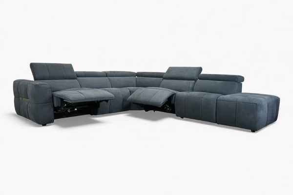 Evolution RHF Power Corner Sofa, Nubuck Leather Storm