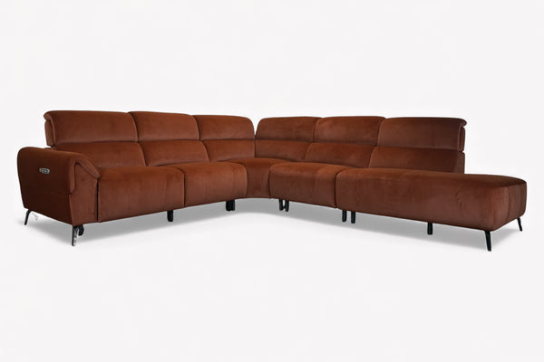 Palermo Power Recliner Corner Sofa, Burnt Sienna Velvet