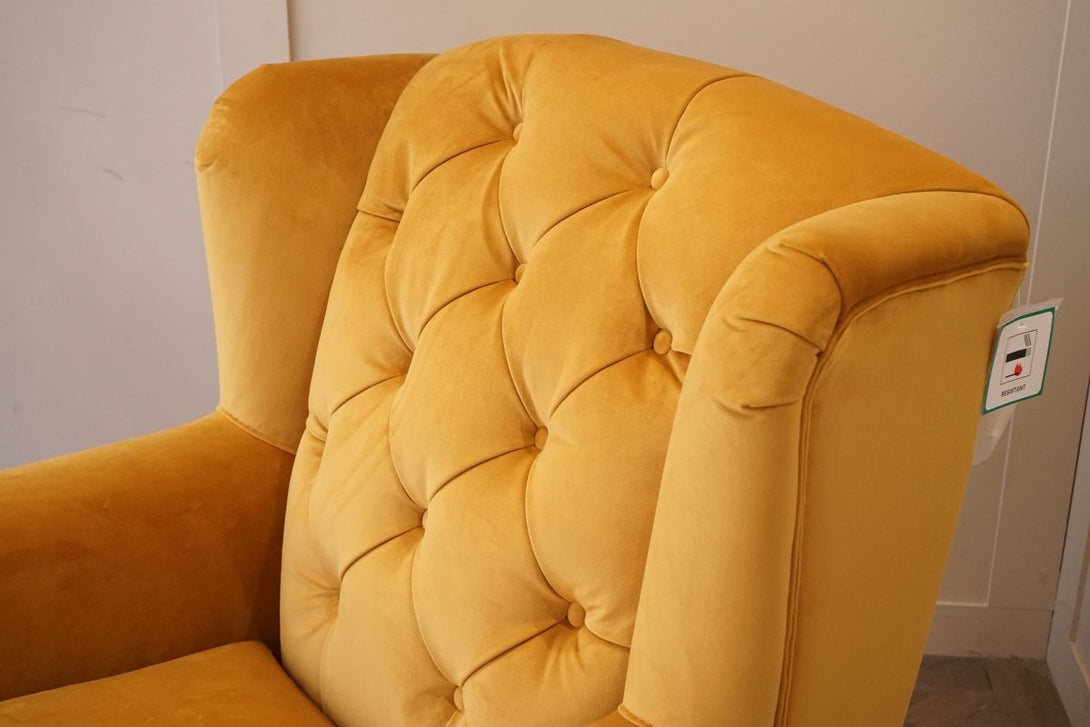 Ullswater Fabric Buttoned Wing Armchair, Dusk Mustard