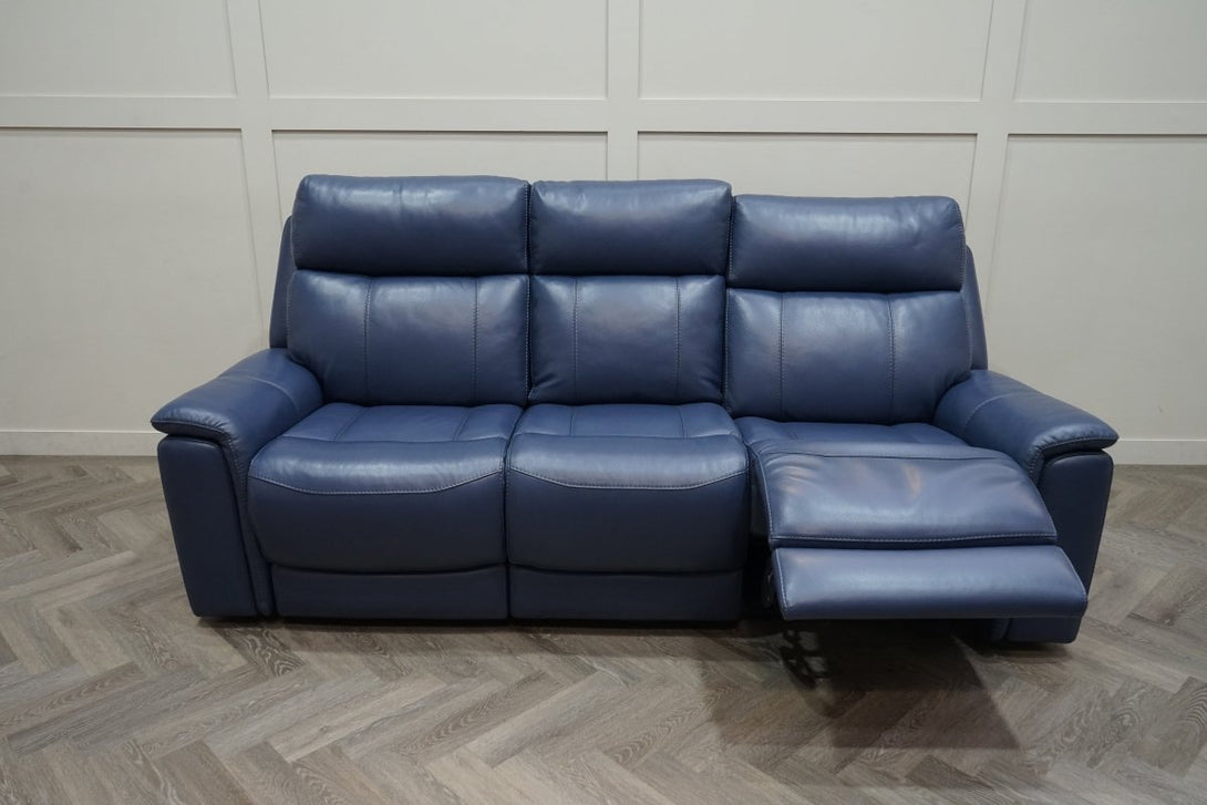Ultimax Cinema 3 Seater Leather Power Reclining Sofa, Midnight Denim