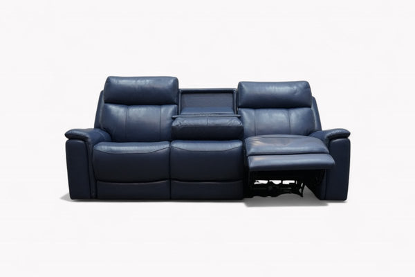 Ultimax Cinema 3 Seater Leather Power Reclining Sofa, Midnight Denim