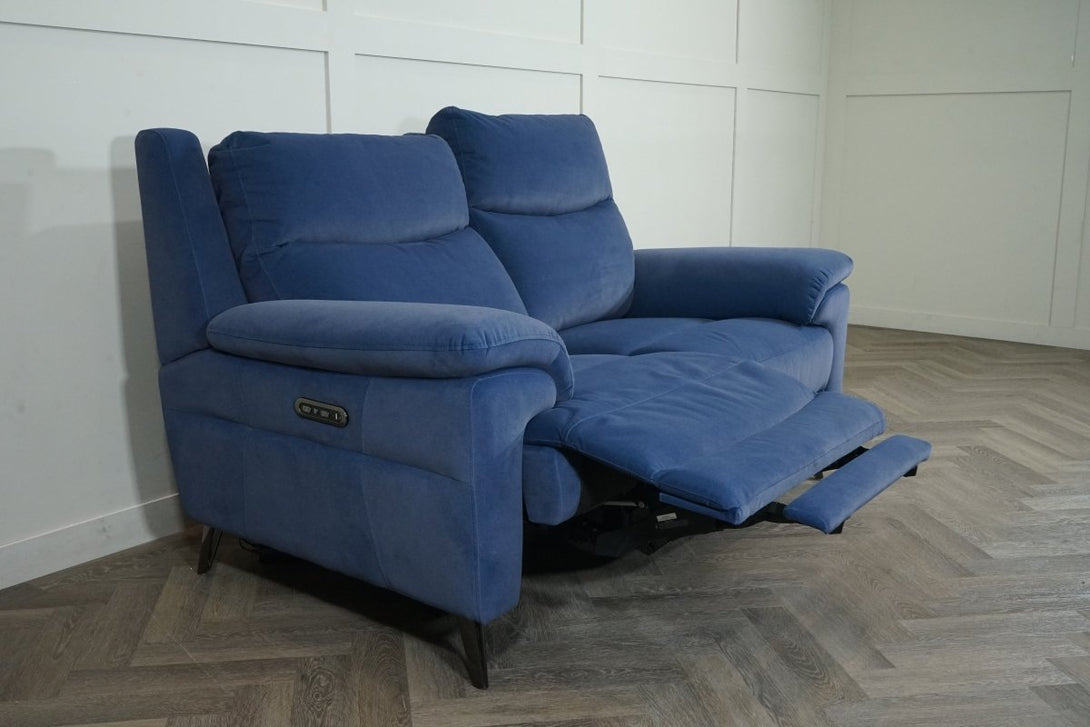 Utah 2 Seater Reclining Sofa, Power Footrest / Tilt Headrests, Ink Blue