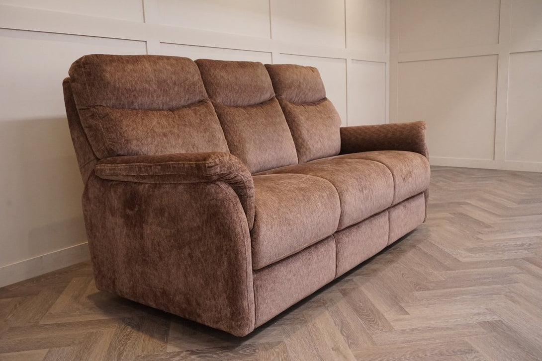 Verona 3 Seater Fabric Sofa, Soft Weave Chocolate
