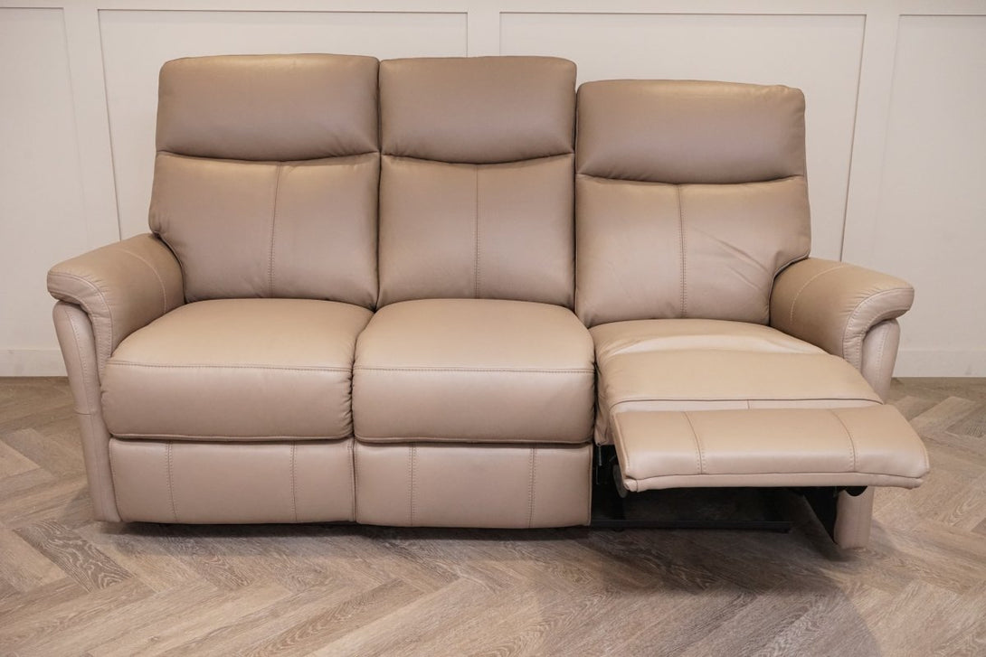 Verona 3 Seater Manual Reclining Leather Sofa, Premium Cocoa