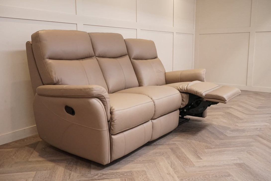 Verona 3 Seater Manual Reclining Leather Sofa, Premium Cocoa