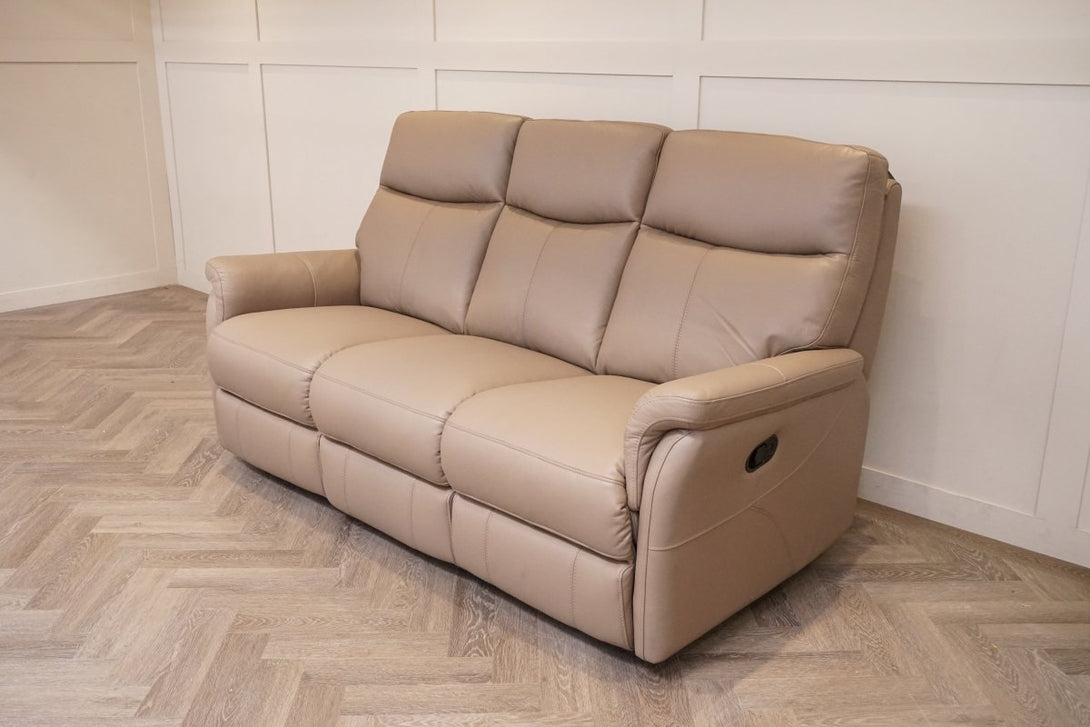Verona 3 Seater Manual Reclining Leather Sofa, Premium Cocoa